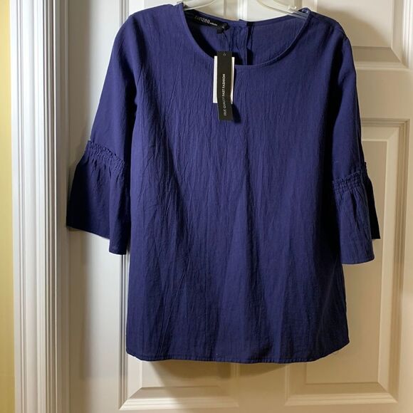 ZANZEA Collection size extra large navy blue with bell Ruffle sleeves NWT - Picture 1 of 6